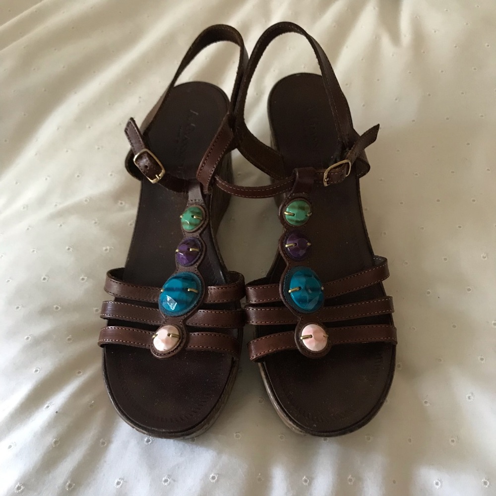 Italian leather & cork wedges